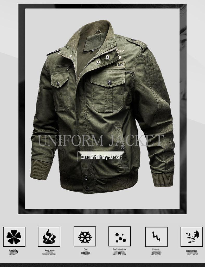 Men's Autumn/Winter Military-Style Cotton Jacket, Plus Size, Trendy Workwear 9931