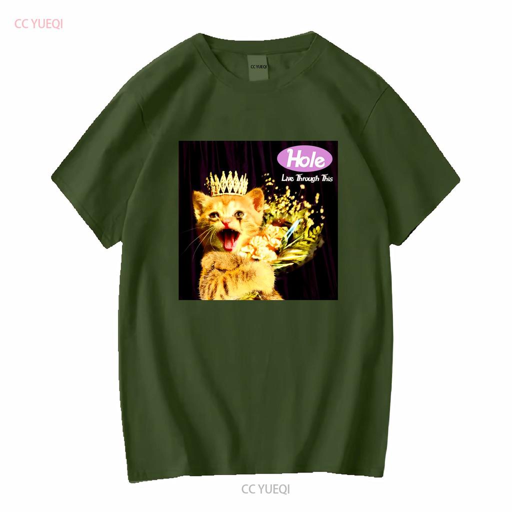 Funny Cat Hole Band Live Through This For Fan Black All Size T Shirt KC804 vintage Washed Stylish Comfortable streetwear Unisex