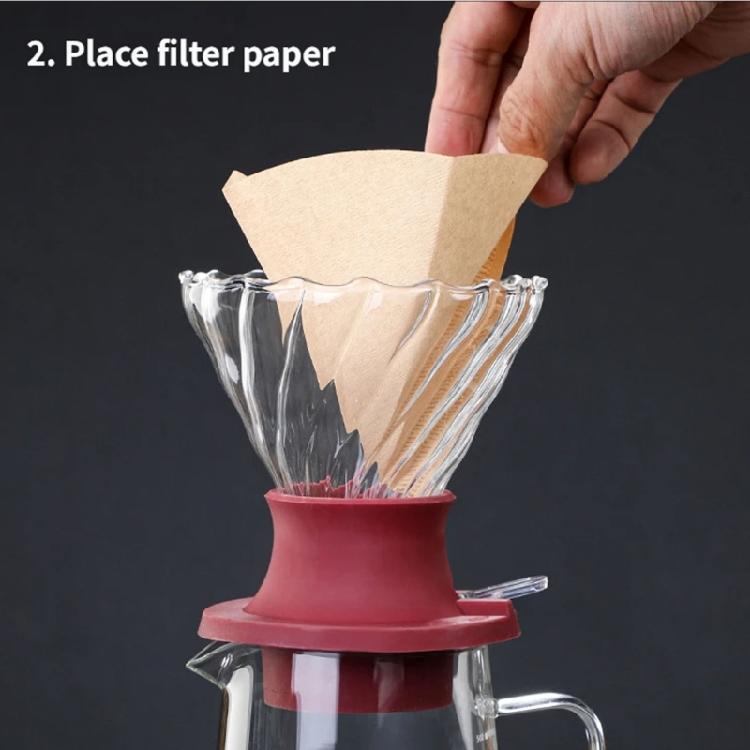 Decorative Waved Glass Coffee Filter Including Silicone Base Professional Stable Coffee Dripper for Home Use