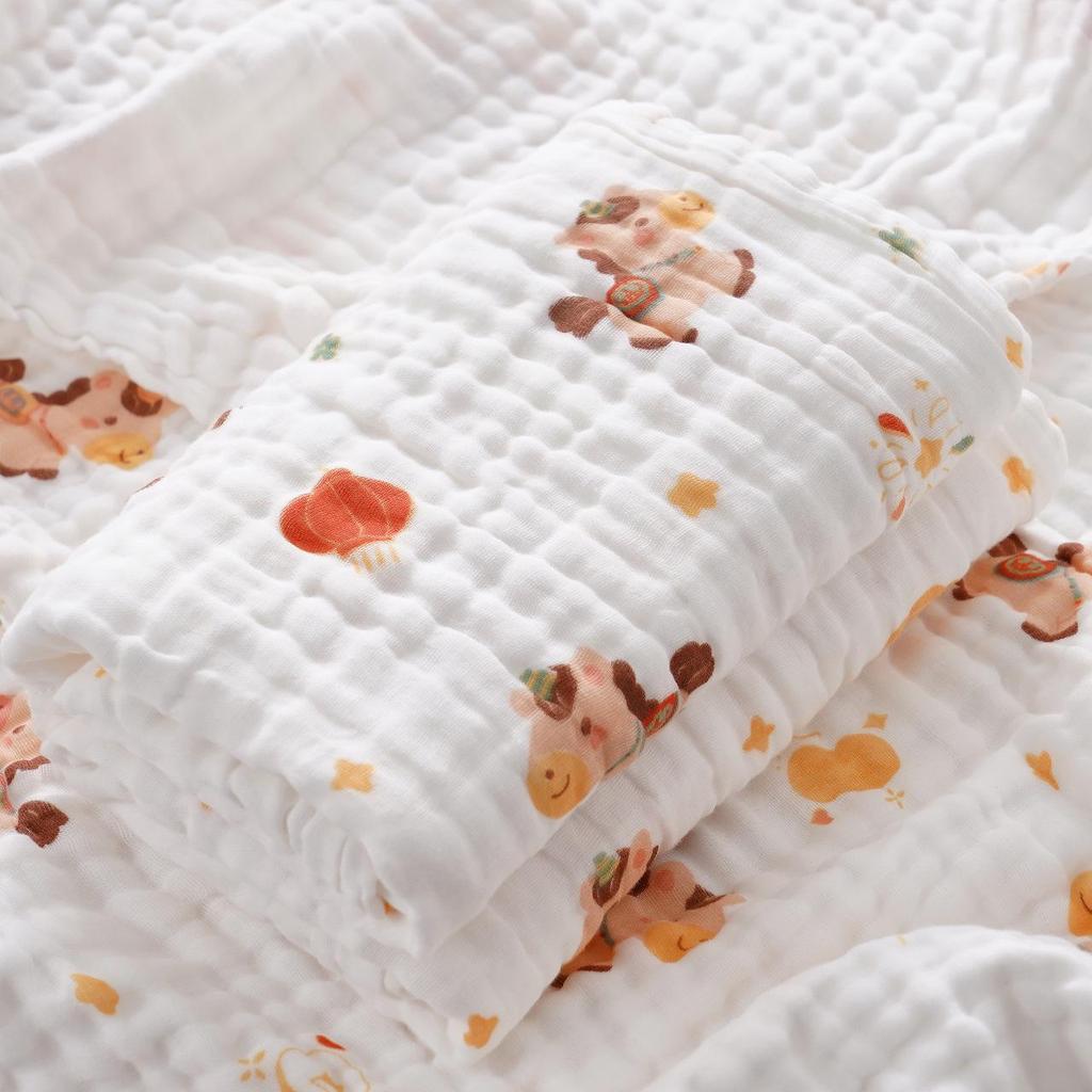 High-Density Six-Layer Pure Cotton Baby Bath Towel and Swaddling Blanket for Newborns and Children