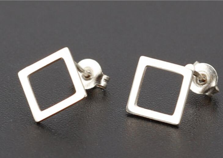 

SMJEL Minimalist Rectangle Earrings Women Trend Small Square Stainless Steel Stud Earrings Geomery Piercing Zircon Party Gift Copper Clor