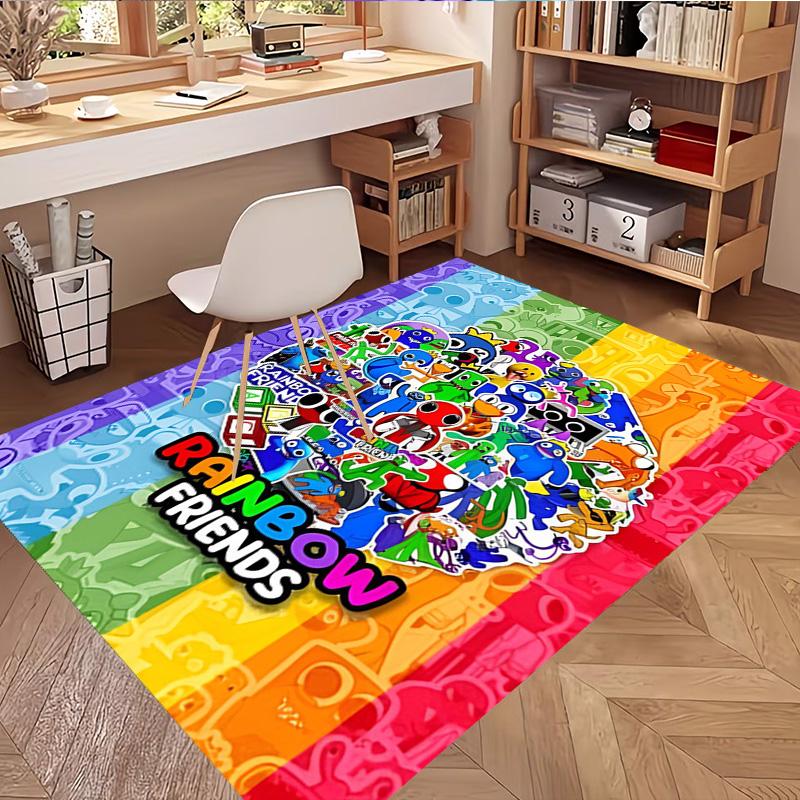 Game Rainbow Friends Print Rug, Washable Floor Carpet, For Entryway Dorm Laundry Room Office Study, Home Decor Birthday Christmas Gift
