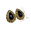 Black Water Drop Gem Stud Earrings Retro Classic Light Luxury Temperament Fashion Simple Earrings Women