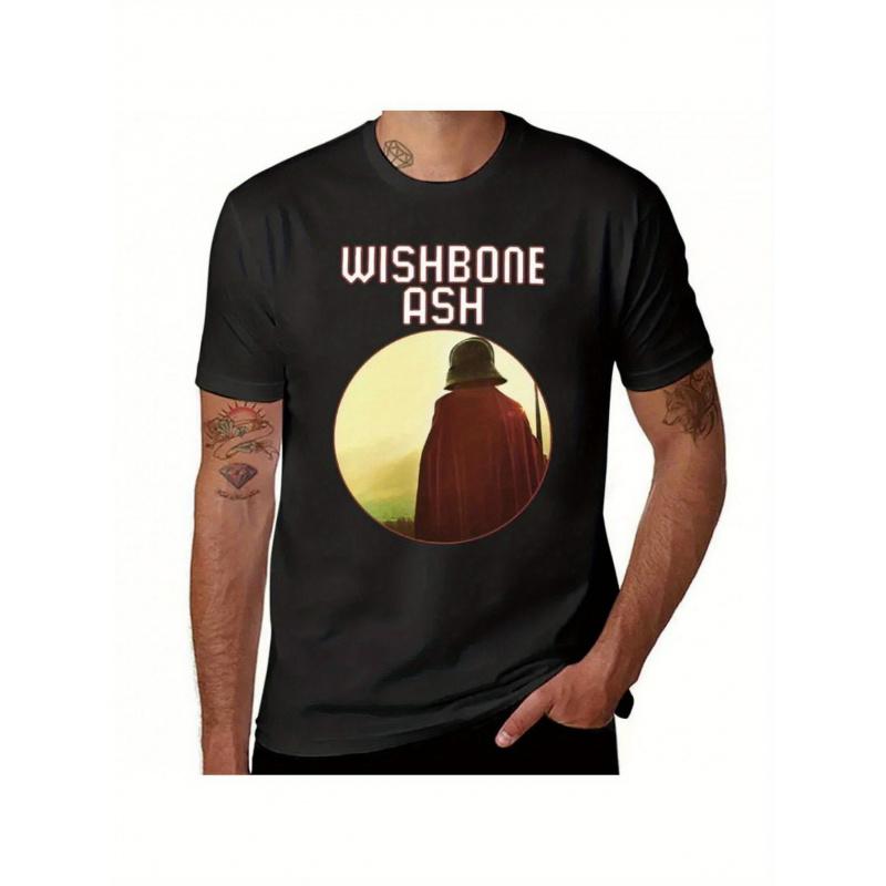 T-shirt Uomo Wishbone Ash & Argus Band Logo - Maglietta Retro Musica Oversize Nera con Iconica Copertina di Album, 100% Cotone Vestibilità Rilassata Manica Corta per