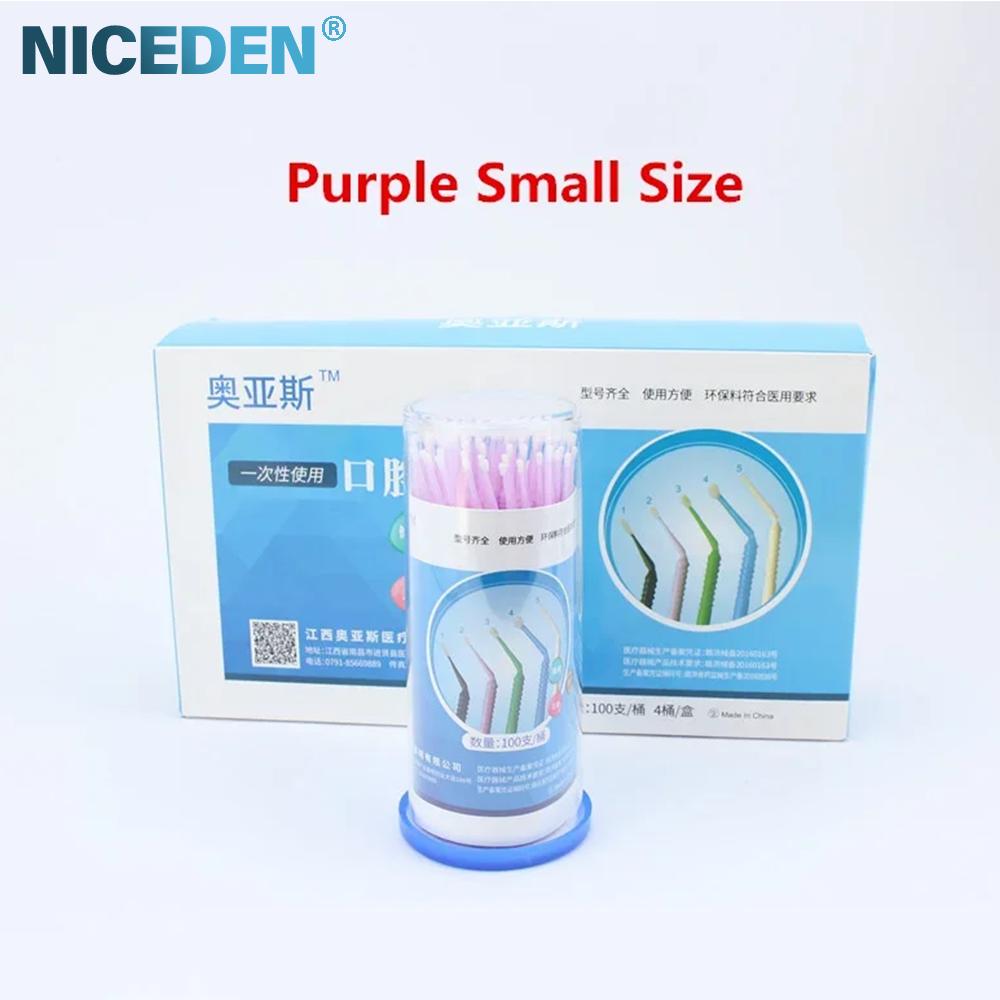

NICEDEN 100Pcs/Bottle Dentistry Disposable Micro Brushes Applicators Brush Teeth For Dental Application Oral Care Dentist Materials Purple small Size