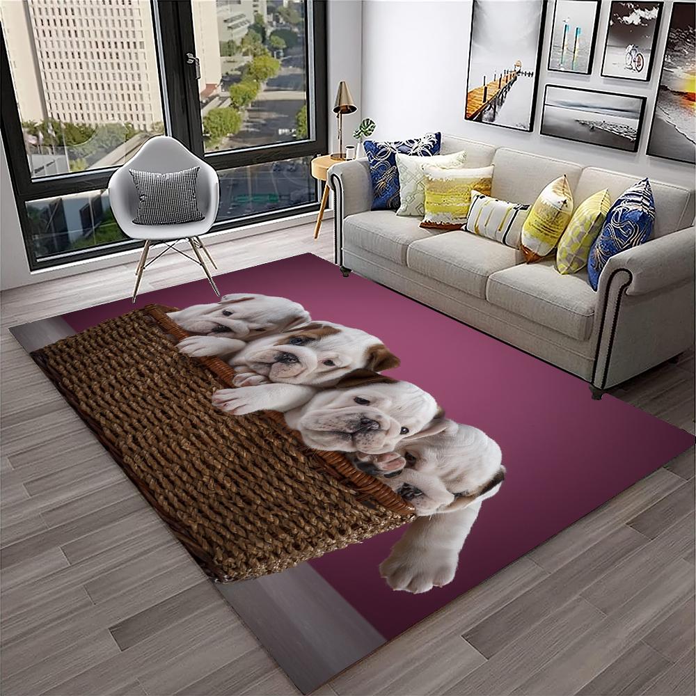 Cartoon Französisch Pit Bull Hund Haustier Teppich Teppich für Zuhause Wohnzimmer Schlafzimmer Sofa Fußmatte Dekor, Kinder Spielbereich Teppich rutschfeste Bodenmatte