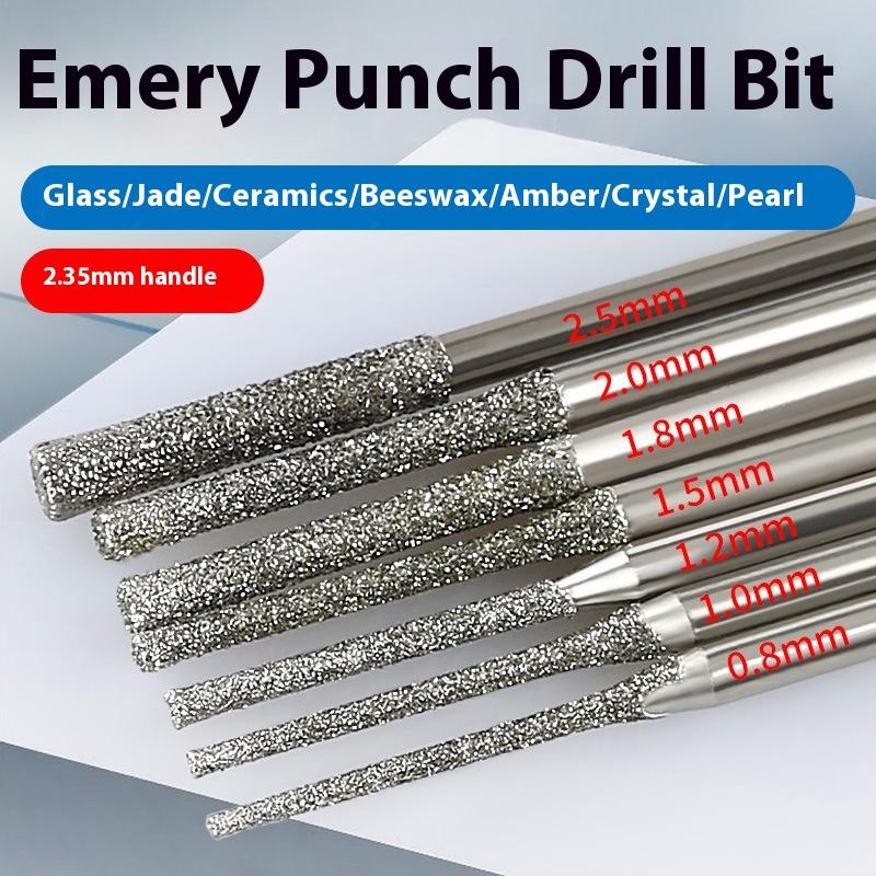 10 stuks 0,8/1/1,2/1,5/1,8/2/2,5 mm Diamantgecoate Boorbitjes met 2,35 mm Schacht voor Glas Jade Sieraden Slijpen en Polijsten