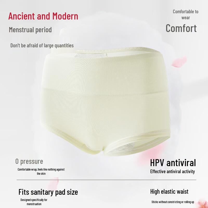 Gujiin Women's Cotton High-Waist Leak-Proof Physiological Panties