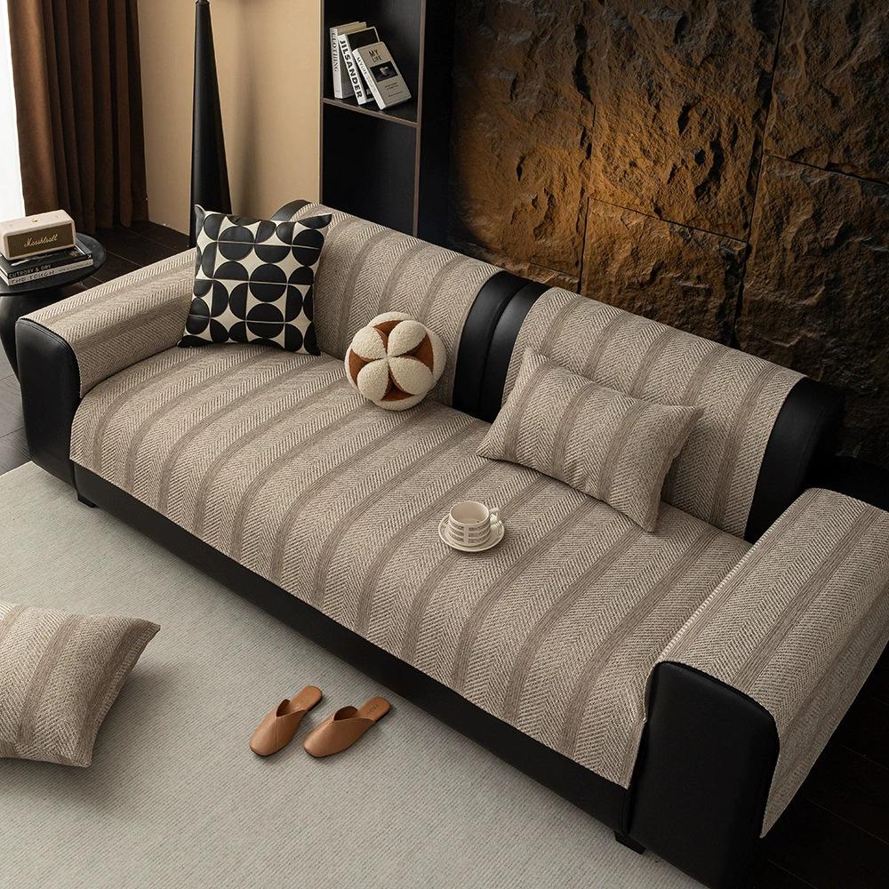 New Imitation Cotton And Linen Sofa Cover Pad High-End Non-Slip Leather Sofa Seat Cushion Anti-Cat Scratch Sofa Cover Cover Cloth