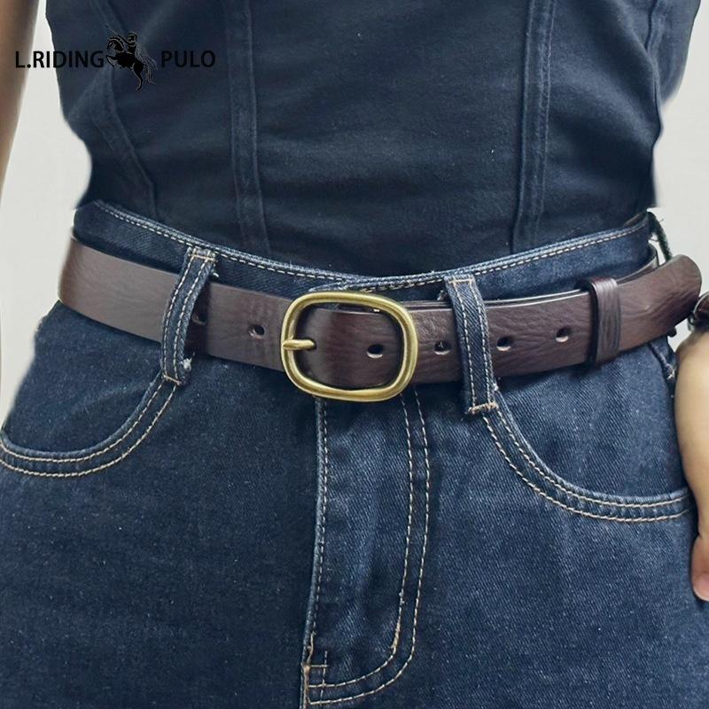 Handmade Retro Copper Buckle Ladies Belt Leather Belt Simple and Versatile Pin Buckle