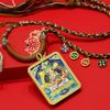 Regong Hand-Painted Gold-Inlaid Eight Protectors Thangka Zodiac Buddha Amulet Necklace Pendant