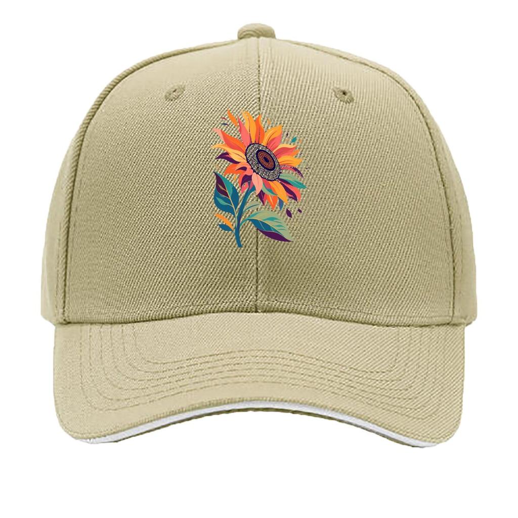 Vibrant Boho Sunflower Bloom Illustr Sandwich Baseball Cap Sun Cap Outdoor Workouts Hat