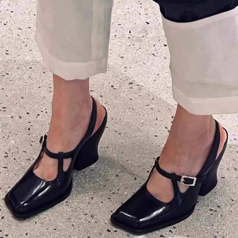 Women's Shoes, High Heels, 2025 Trend, Luxury Brand Sheepskin High Heels, Square Toe Ladies Party Shoes, Yang Mi High Heels