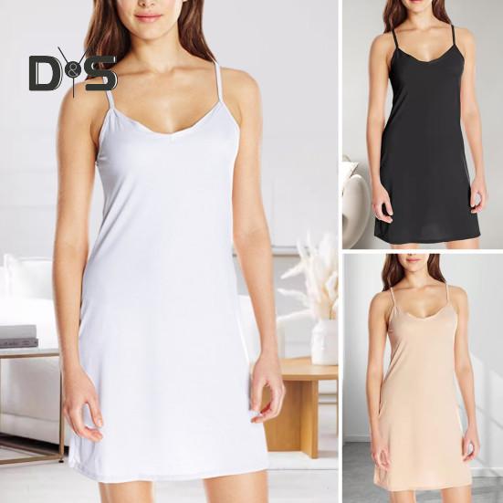 Women Nightdress V Neck Backless Sleeveless Solid Color Spaghetti Strap Slim Fit A-line Homewear Strappy Dress Sleep Dress