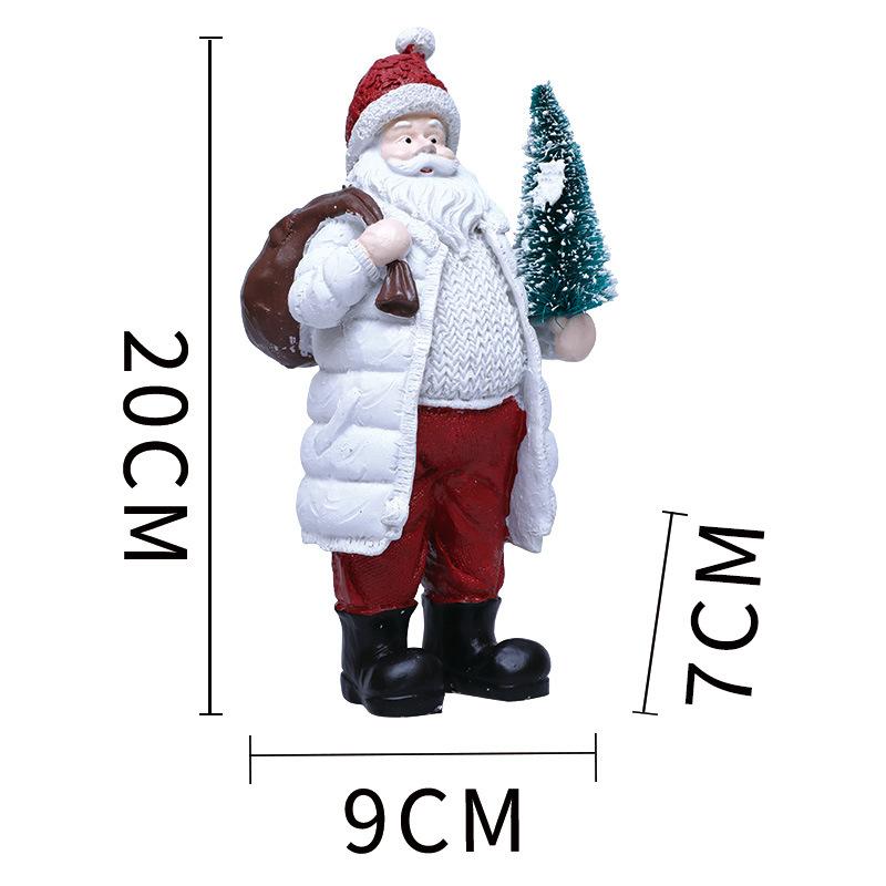 1PC Resin Santa Claus Handbag with Tree Ornament Christmas Holiday Gift Home Desktop Decoration