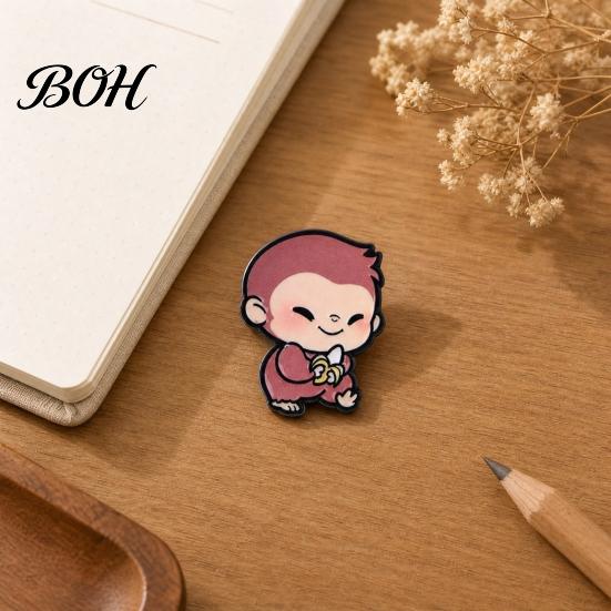 Monkey Pin Brooch Pin, Enamel Design Lapel Bright Color Outfit Badge with Banana Accessory Standard Safety Lightweight for Clothes Bags Hats Scarves