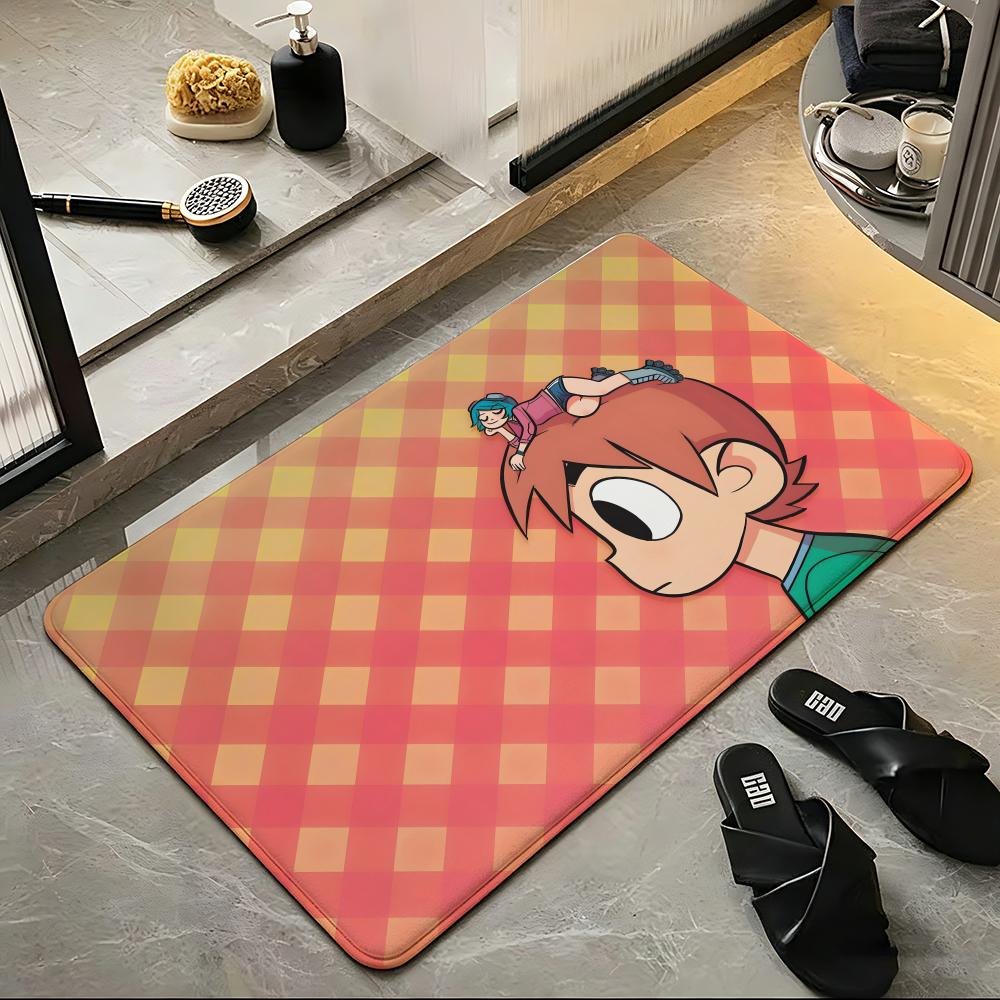 Character S-Scott P-Pilgrim Floor Mat Soft Flannel Floor Mat Suitable for Entryways, Living Rooms, Bedrooms, and Bathrooms
