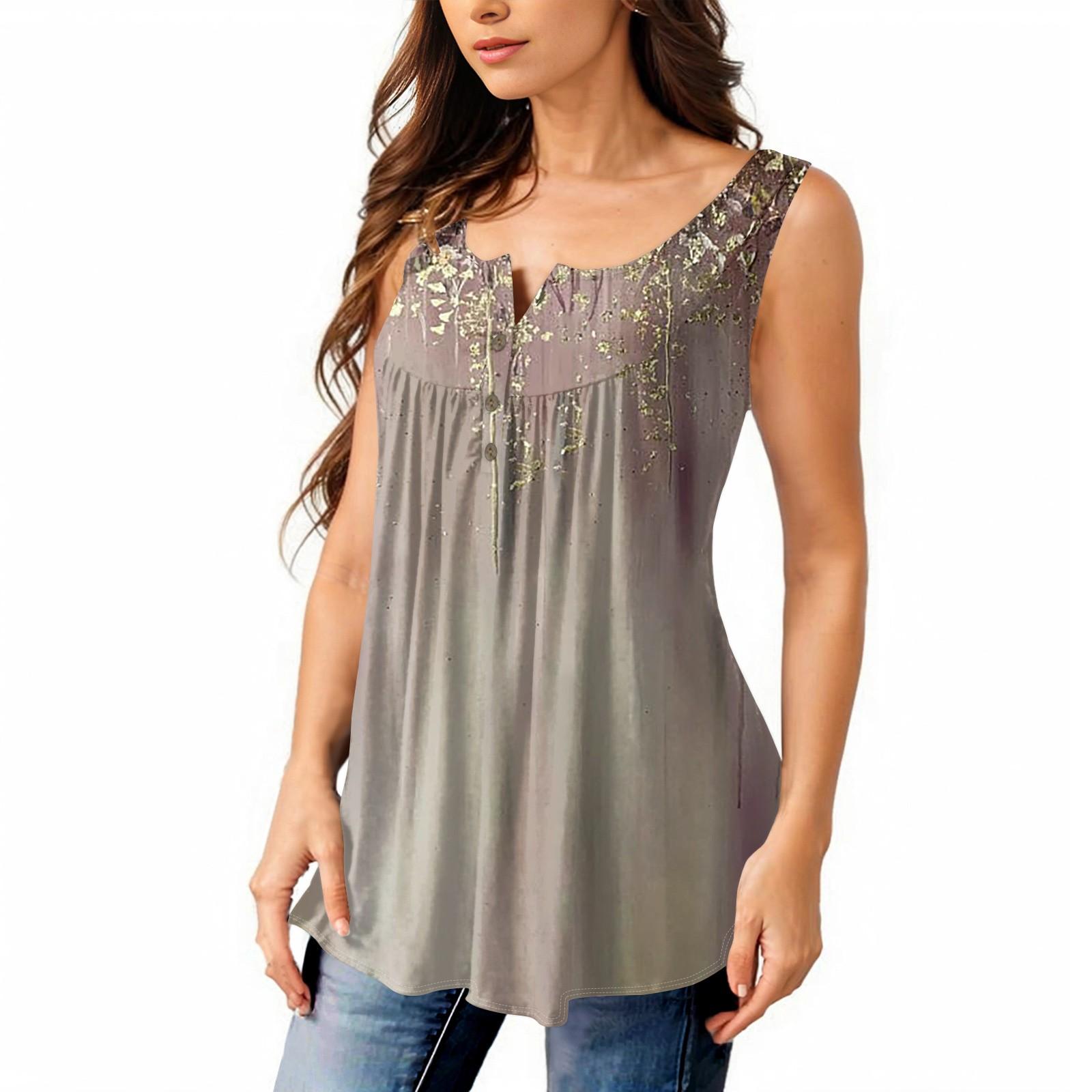 

Женская мода плиссированная безрукавка повседневная футболка жилет топ на пуговицах L