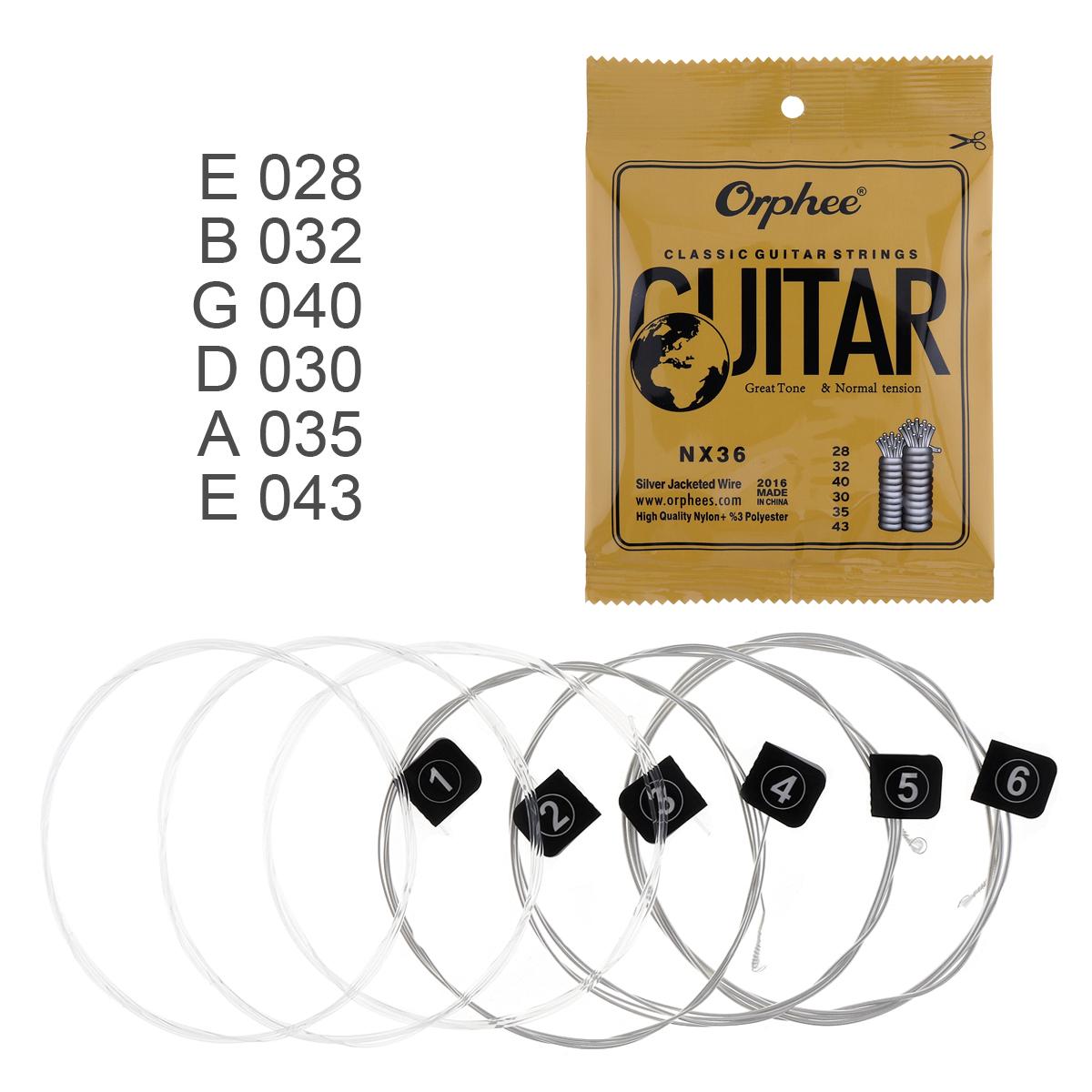 

6 шт./компл. классические гитарные струны 028-045 с цветным покрытием, отличным тоном и жестким натяжением 028-043 серебряный