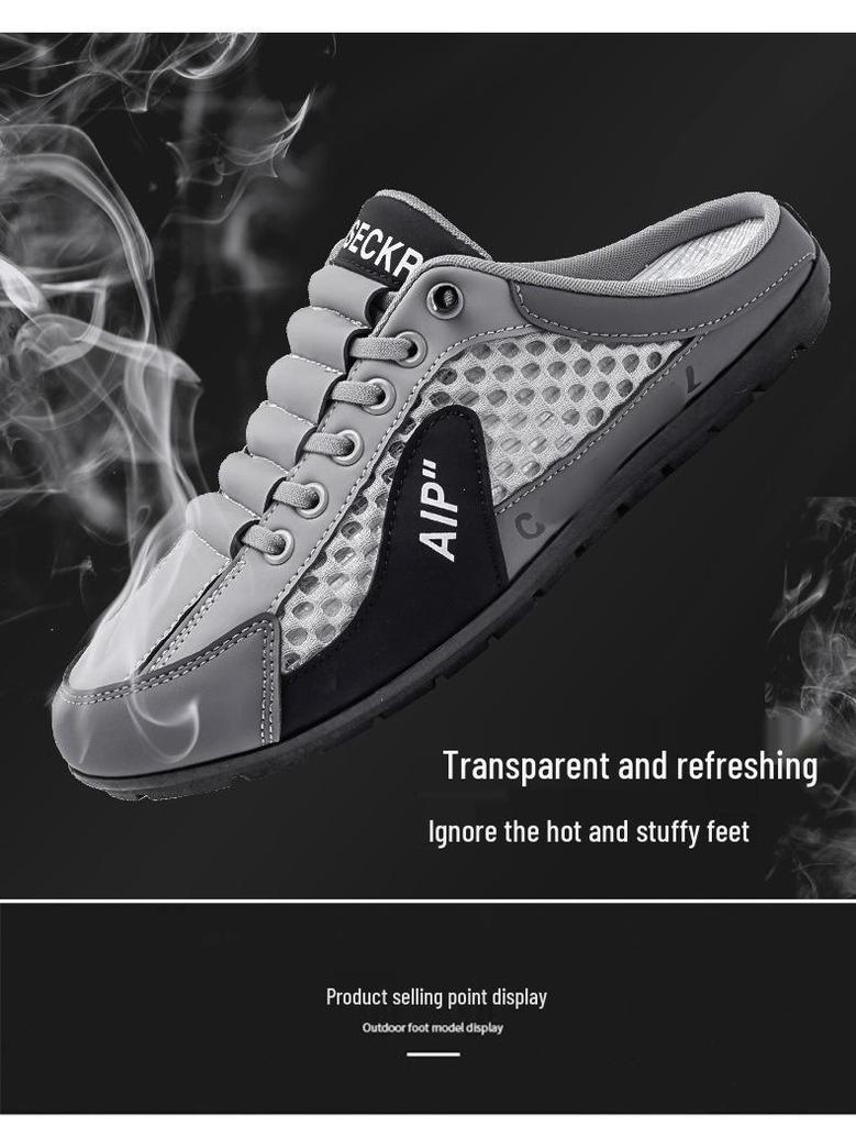 Sandales d'été décontractées à bout fermé en maille pour homme grande taille