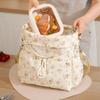 Large Capacity Drawstring Insulated Lunch Bag Floral Leopard Print Meal Container Bag  Picnic