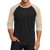 Men's Round Neck Contrast Color Raglan Three-quarter Sleeve Top T-shirt