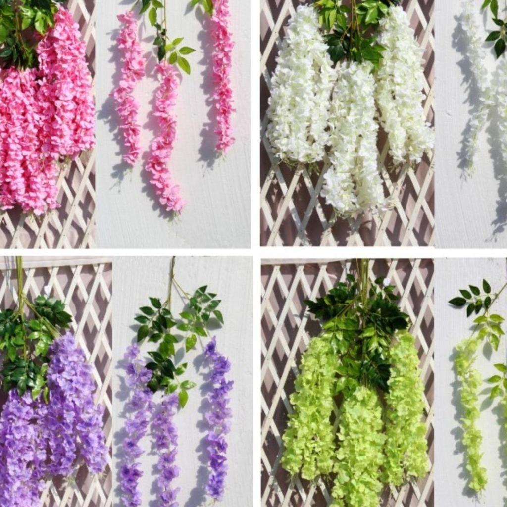 Silk Wisteria Flower Vine for Wedding Decor and Ceiling Hanging