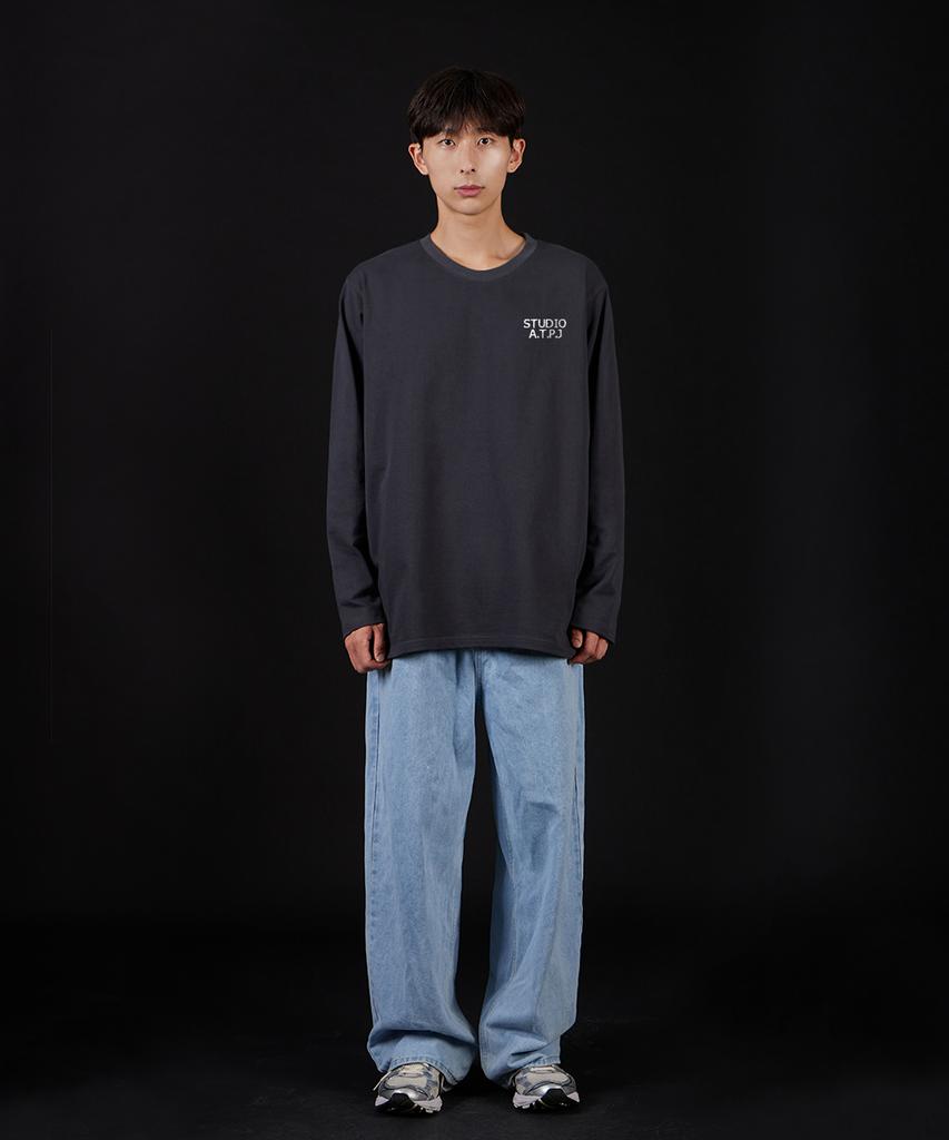 ASTRAL PROJECTION Ap Studio Begin Oversized Long Sleeve T-Shirt_Charcoal