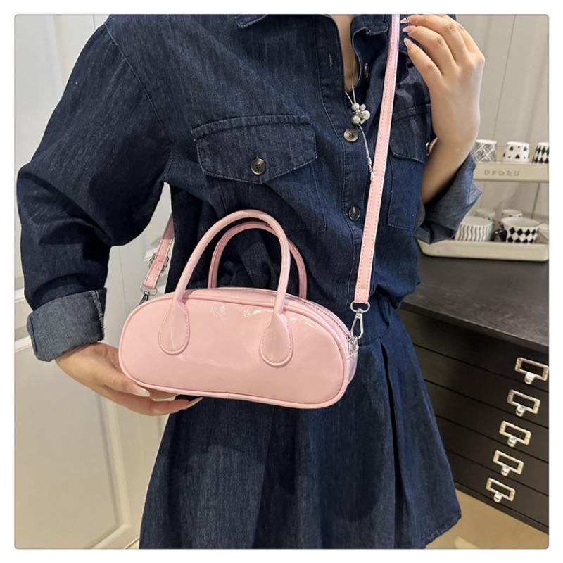 Niche simple solid color bowling bag new retro pillow bag versatile commuter portable shoulder messenger bag