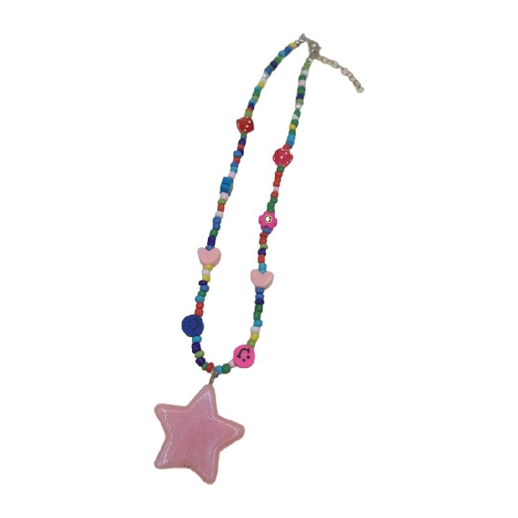 

Handcrafted Star Pendant Necklace Multicolored Beads Necklaces with Star Pendant 1