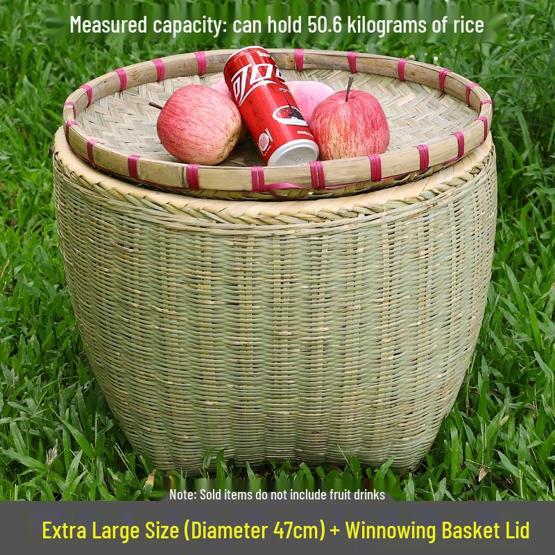 Bamboo Woven Large Winnowing and Rice Washing Basket - Multi-Purpose Storage and Farmer's Celebration Basket