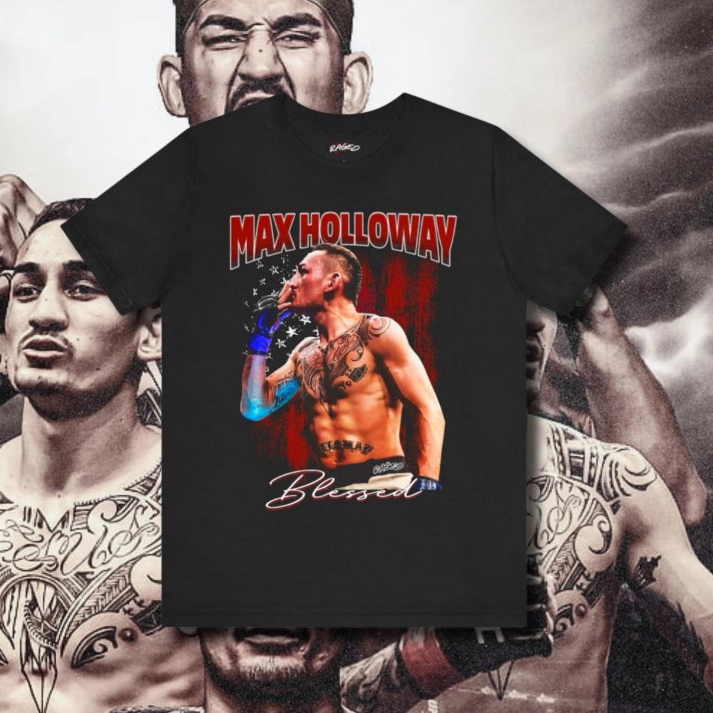 

2026 Summer UFC Max Holloway Fighting Graphic Tshirt Women Sports Cotton Short Sleeve Loose Leisure Fitness Shirt Unisex S