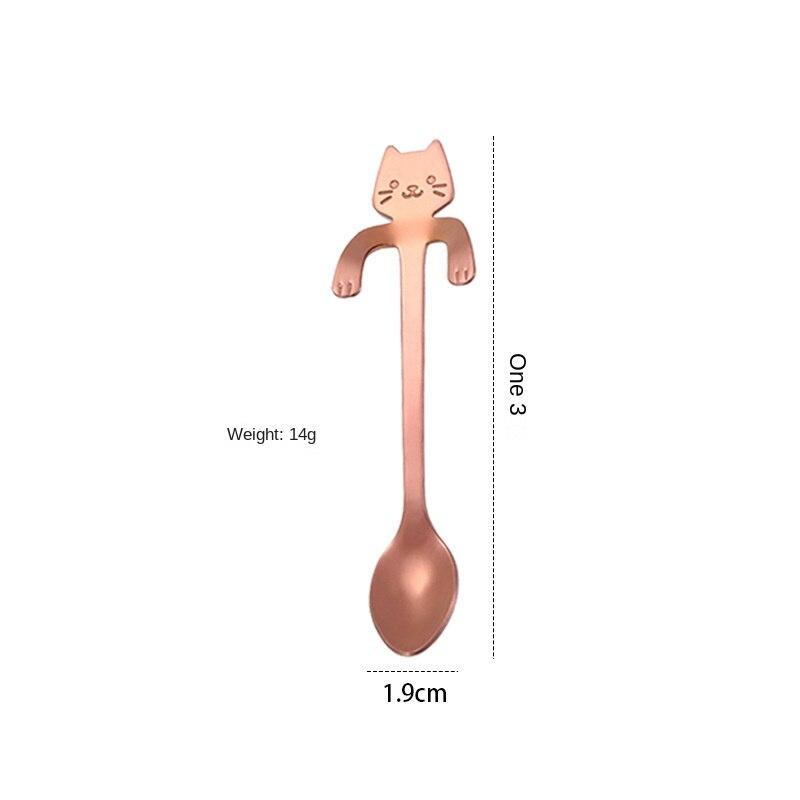 Nerezová kávová lžička 304, kreativní dezertní lžička, roztomilá kočičí míchací lžička, hrnková lžička s dlouhou rukojetí