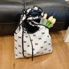 Sweet Pleated Dot Bowknot Shoulder Bag for Women Casual College Style Crossbody Tote Handbag