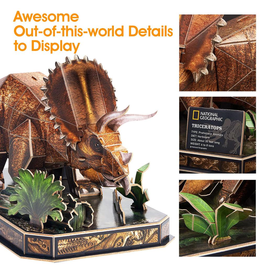 Cubicfun Triceratops Paper Craft Dinosaur Model 3D Puzzle No Glue or Tools Required Kids - -