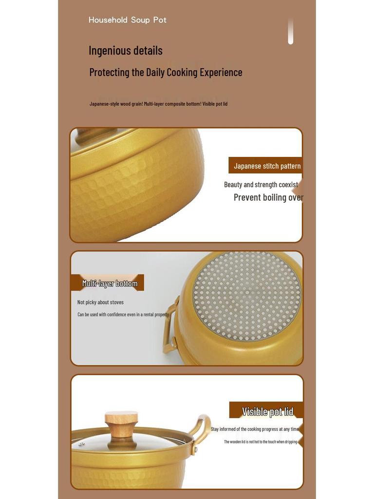 Aluminum Non-Stick Double Handle Soup Pot for One, Ideal for Cooking Noodles, Ramen, Hot Pot On Gas or Induction Stoves.