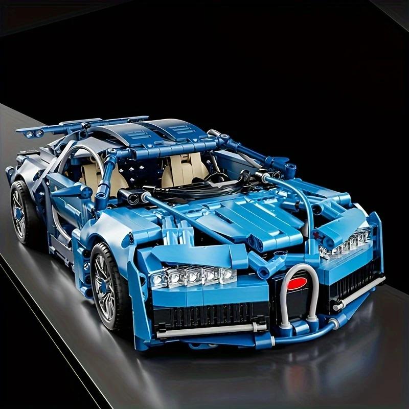 1690 Particle Blue Sports Car Building Blocks, Difficult Racing Model, Suitable for Living Room, Dining Room, Study Room Decoration