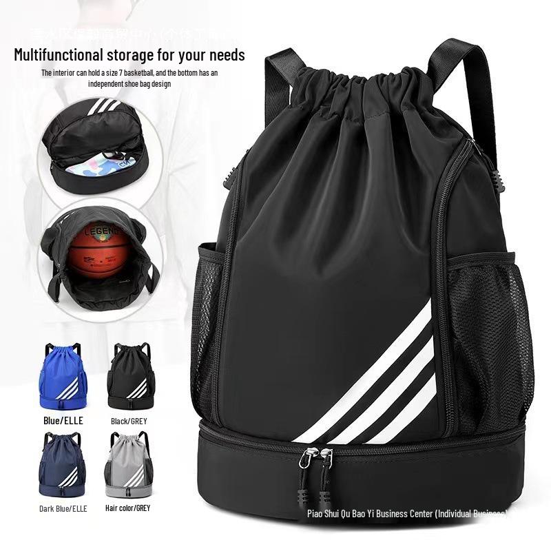 Lightweight Drawstring Backpack with Large Capacity & Wet/Dry Separation for Travel, Swimming & Basketball