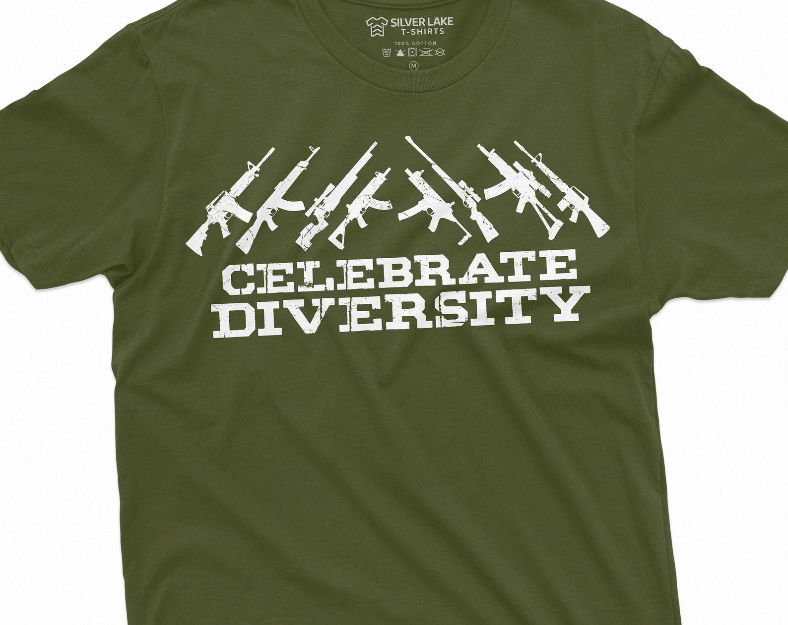 Men s Celebrate Diversity Guns Riles T-shirt Pro 2nd second Amendment constitutional tee 3XL