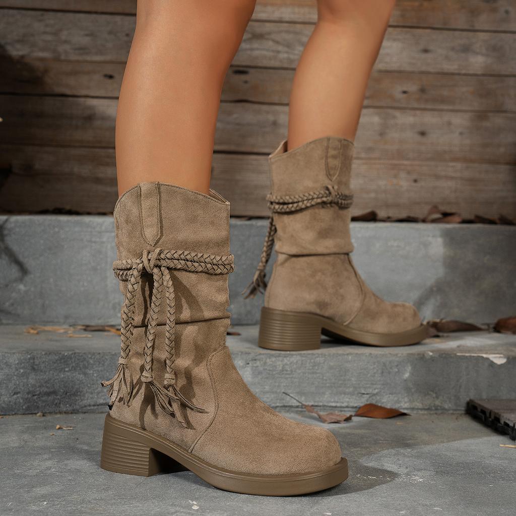 Fashion Women Ankle Boots Trend Retro Thick Heel Platform Shoes Women Slip on Baotou Comfortable Boots Botas De Mujer Zapatos De Mujer