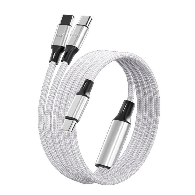 2 in 1 100W Fast Charging Type C Cable Fast Charging Cord USB C Charger Nylon Braided Cable for Phone Laptop Accessories