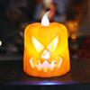 Halloween Pumpkin Lantern Electronic Candle Light Ornaments Portable Candle Holder Night Light Ghost Festival Decoration Props Atmosphere Layout