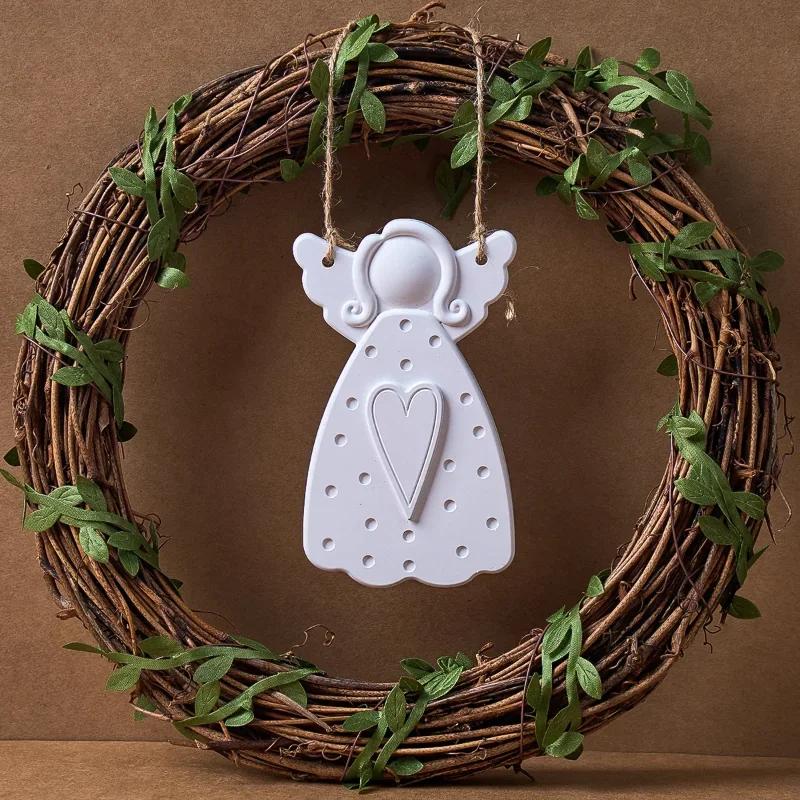 Top quality Faceless Angel Silicone Mold for Christmas Tree Hanging Ornament Heart Dot Texture Resin Craft Making Plaster