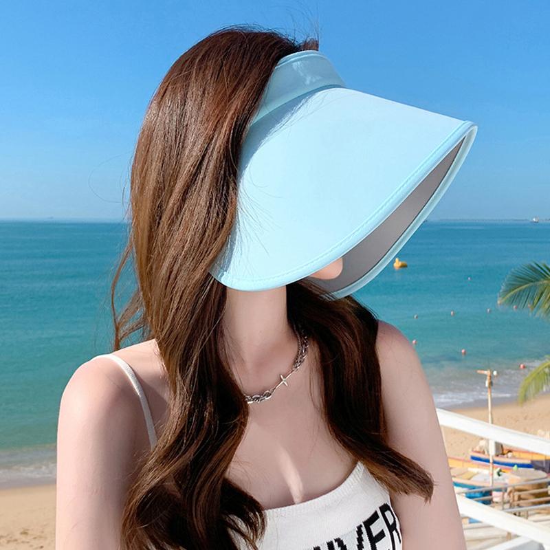 Summer Big Brim Empty Top Hat Outdoor Sunshade Hat Women's Anti-UV Face-Covering Sunscreen Hat Beach Hat Sun Visor Hats