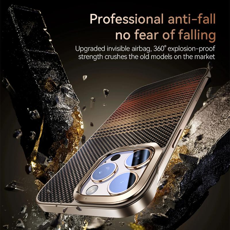 Husă din fibră de carbon pentru iPhone 16 15 14 13 Pro Max Ultrathin 0.3mm Grosime Fără Ramă Acoperire Disipare Căldură Carcasă de Lux