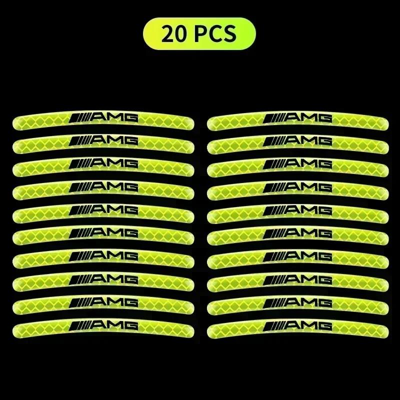 AZP2  Luminous Car Wheel Hub Stickers High Reflective Stripe Tape for Mercedes Benz W203 W204 W205 W206 W212 W213 W222 W223 E300 C200