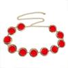 Halloween Cosplay Waist Belt Stone Chain Adjustable Tight Jeans Dress Belt Chain with Round Red Gems Party Costume