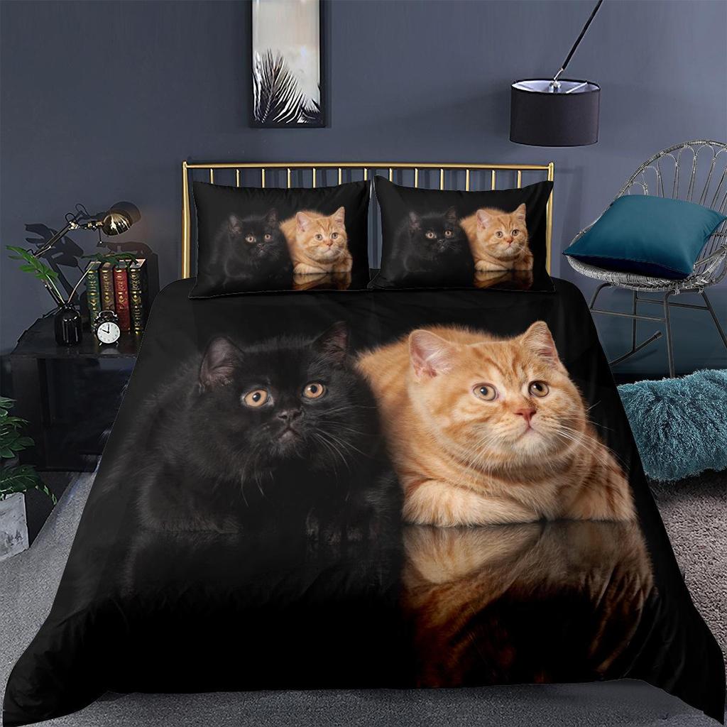 3D Pet Cat Bedding Set Cute Animal Duvet Cover 2/3 Piece Set Soft Zipper AU180 * 210 Full Size Luxury Comfortable Home Textile