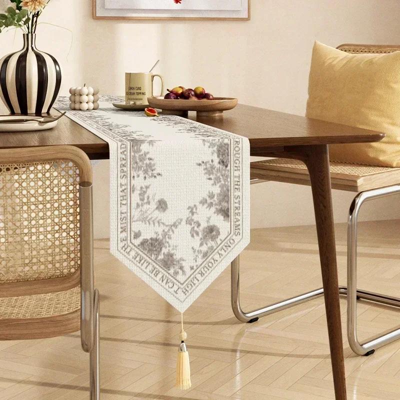 Cotton  Linen Tea Table Decoration Table Flag Light Luxury High-end Cover Cloth Dinner Side Cabinet Countertop Cushion Cloth