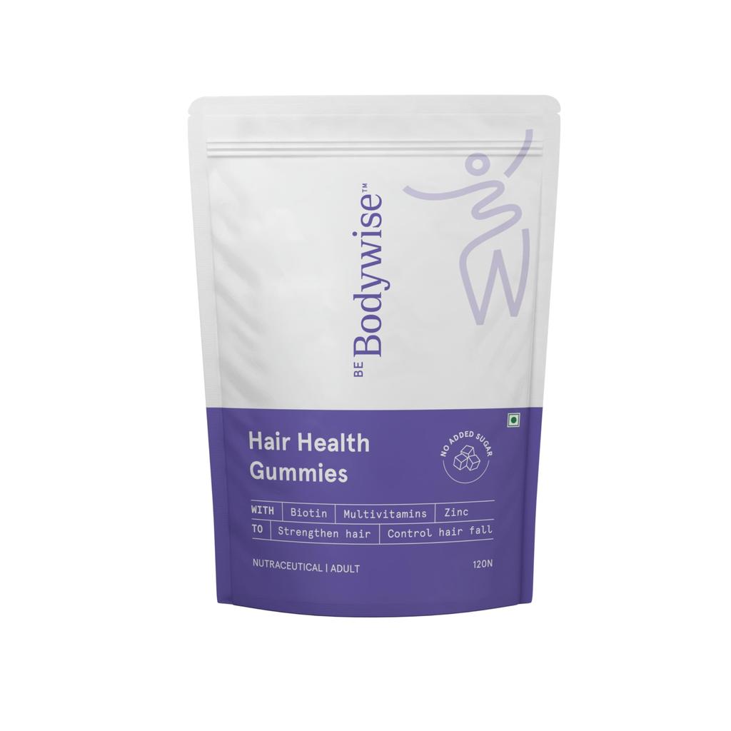 Be Bodywise Biotine Haargummies voor Sterker, Glanzender Haar & Nagels | 120 Dagen Navulpak | Met Biotine, Zink, Foliumzuur, Vezels & Multivitaminen | S